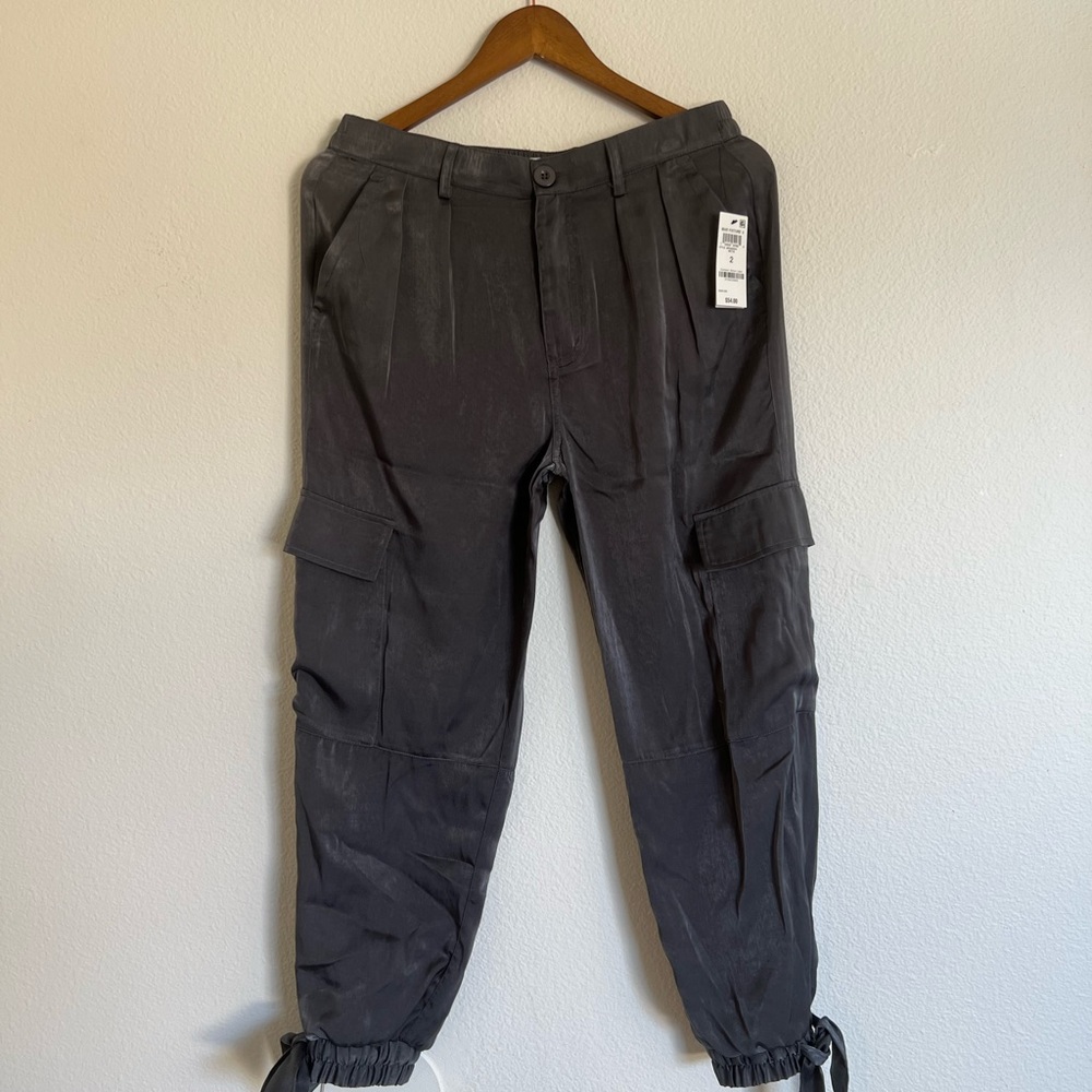 Women’s satin metal pants.